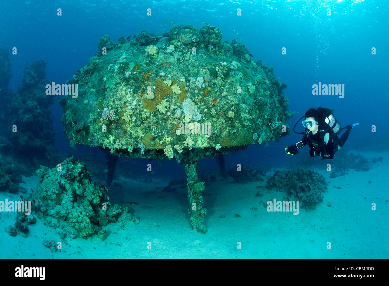 À l'habitat sous-marin Plongeur Precontinent II de Jacques-Yves Cousteau, Shaab Rumi, Mer Rouge, au Soudan Banque D'Images