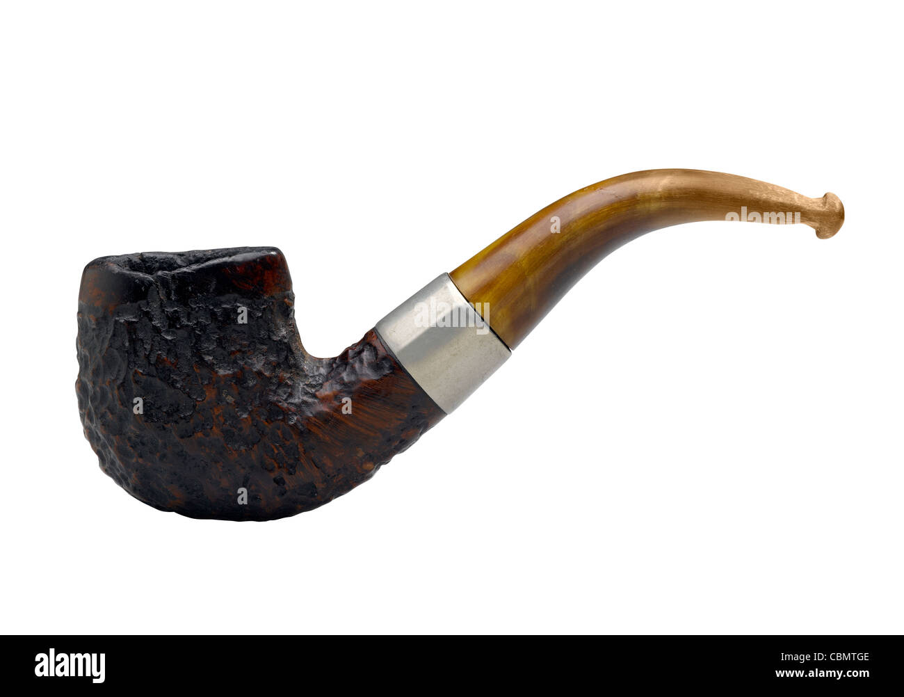 Ancienne pipe en style magritte on white Banque D'Images