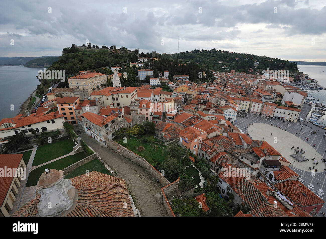 Quartier historique de Piran, Slovénie, péninsule de l'Istrie Banque D'Images