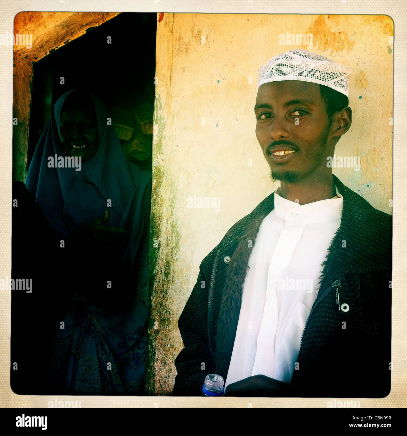 Homme noir musulman de la tête et des épaules d'une chambre Degehabur Somaliland Banque D'Images