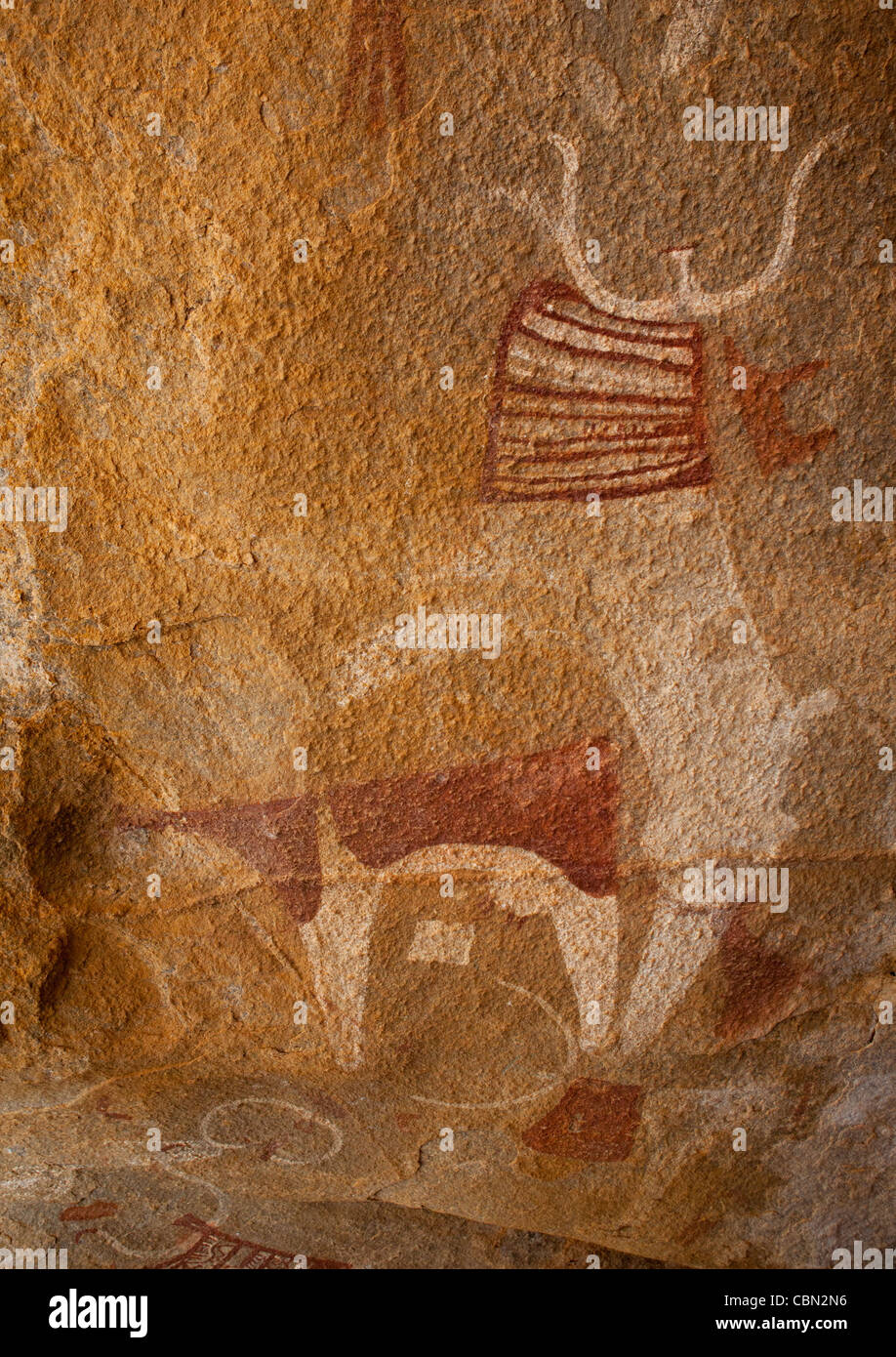 Laas Geel Rock Art des grottes, des peintures illustrant les vaches Somaliland Banque D'Images