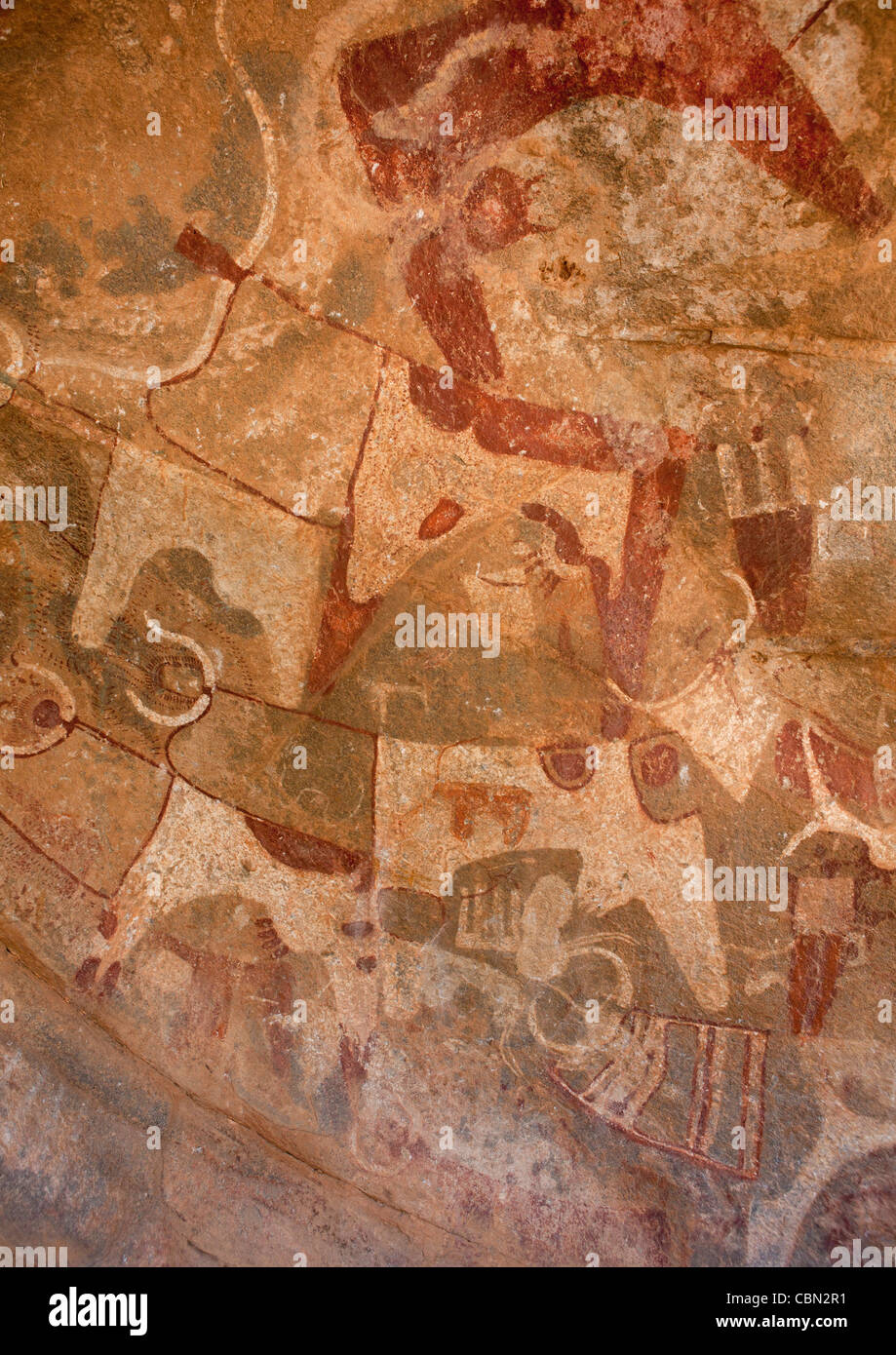 Laas Geel Rock Art des grottes, des peintures illustrant les vaches Somaliland Banque D'Images