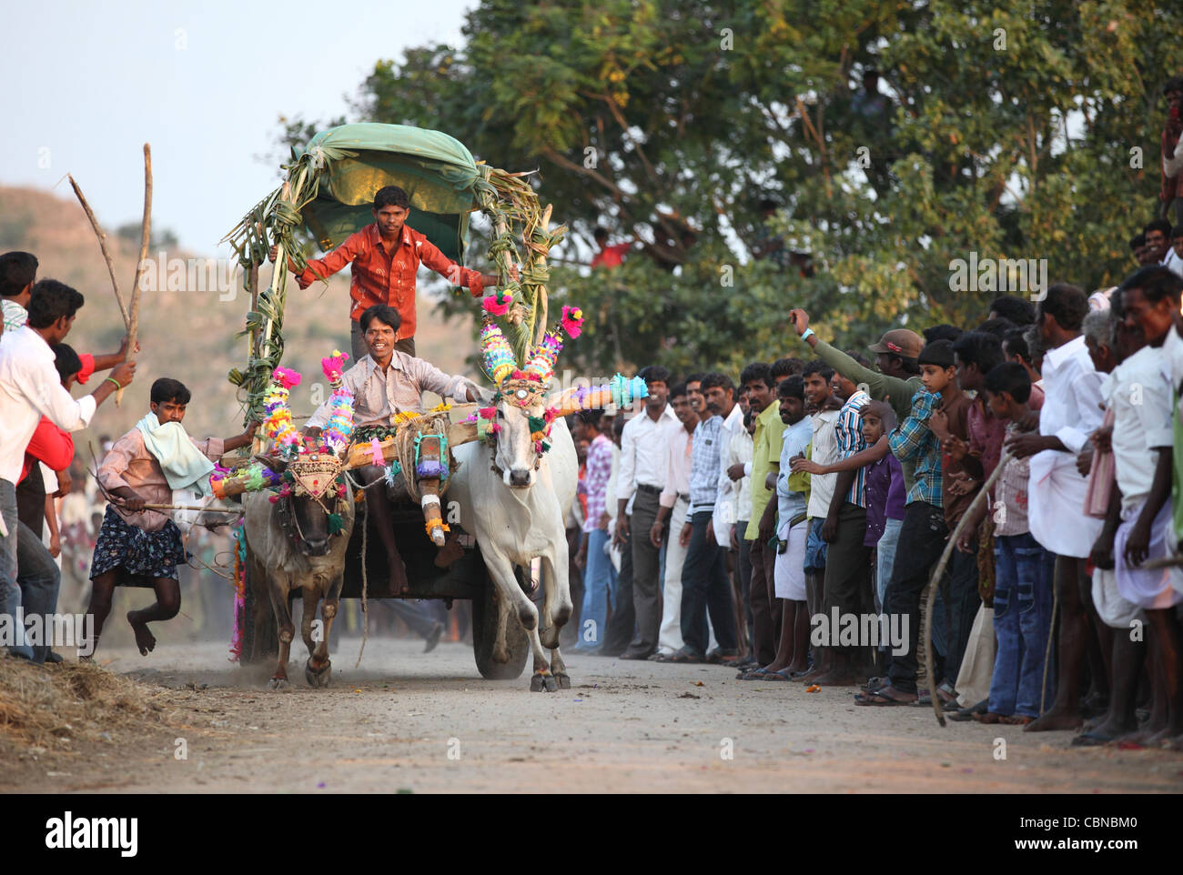 Charrette de la race et d'Anantapur foule l'Andhra Pradesh en Inde du Sud Banque D'Images
