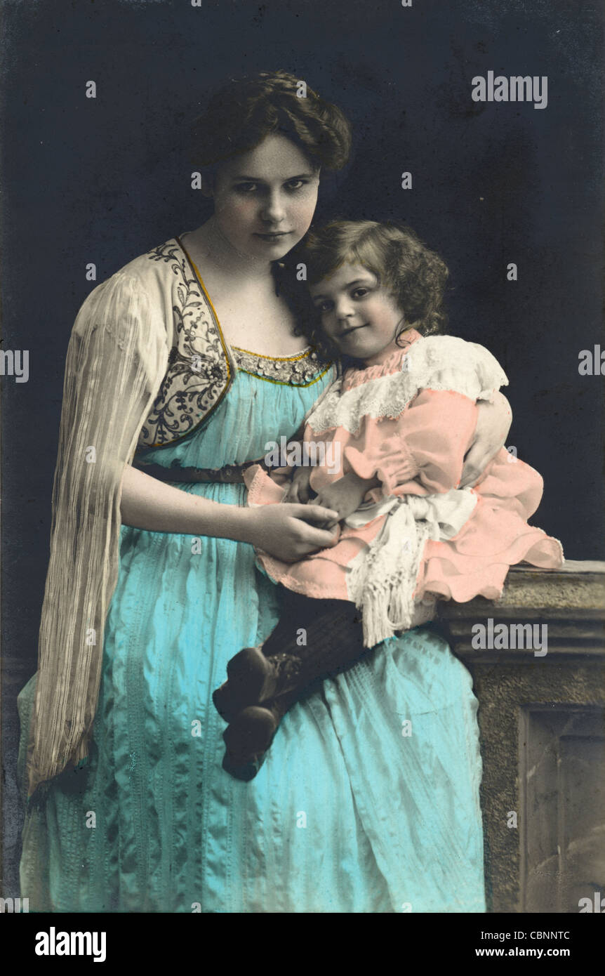 L'ère d'Edwardian magnifique mère & Fille Banque D'Images