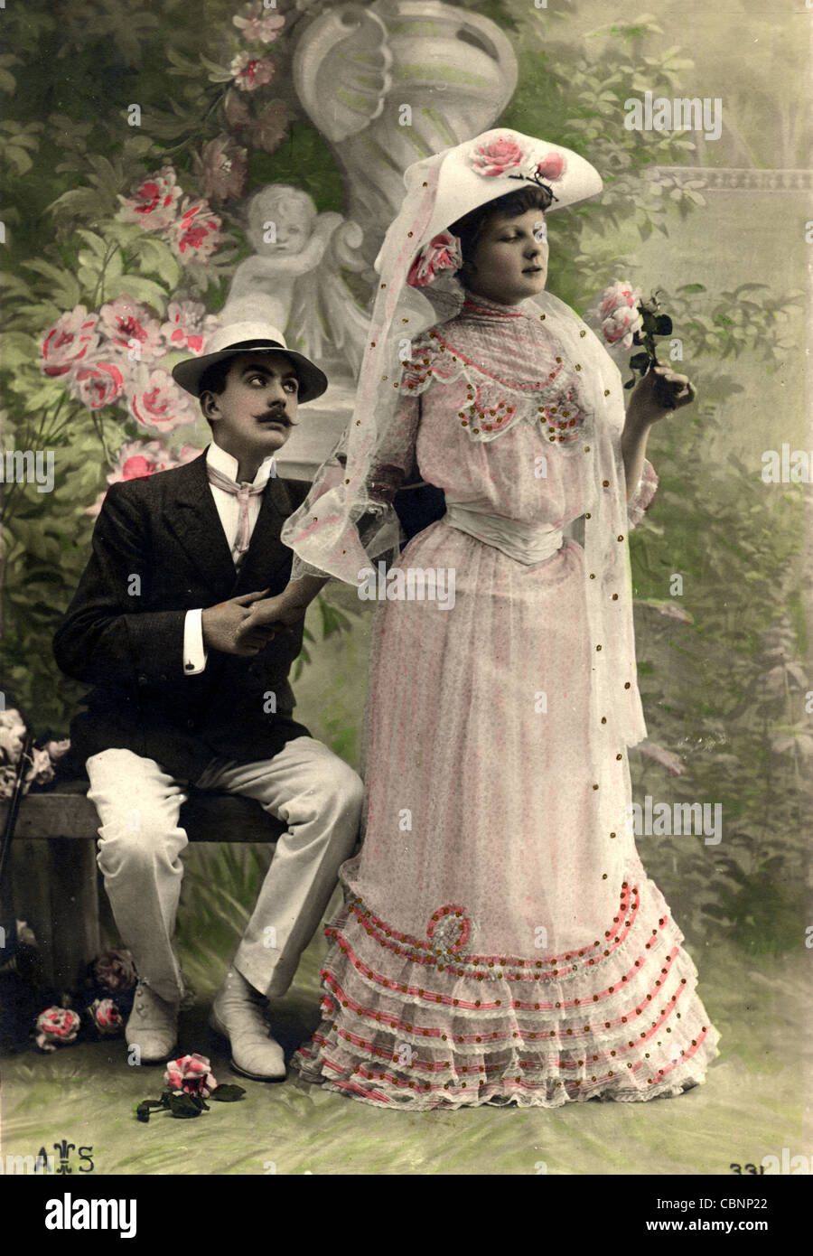 L'ère d'Edwardian couple romantique Banque D'Images