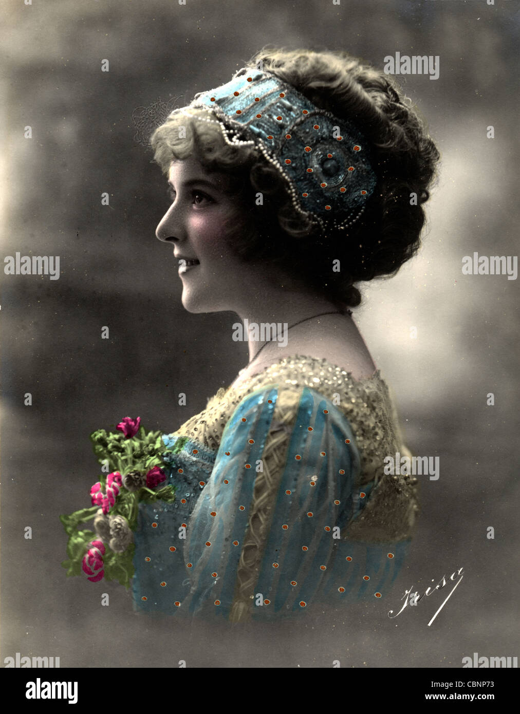 Profil de jolie femme Belle Epoque Banque D'Images