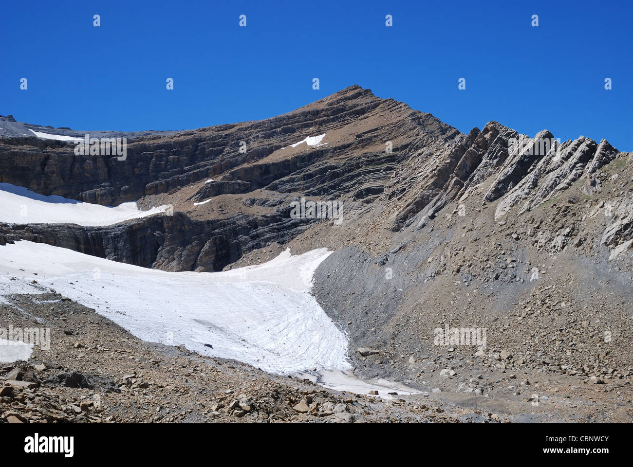 Avec la montagne et glacier moraine. Banque D'Images