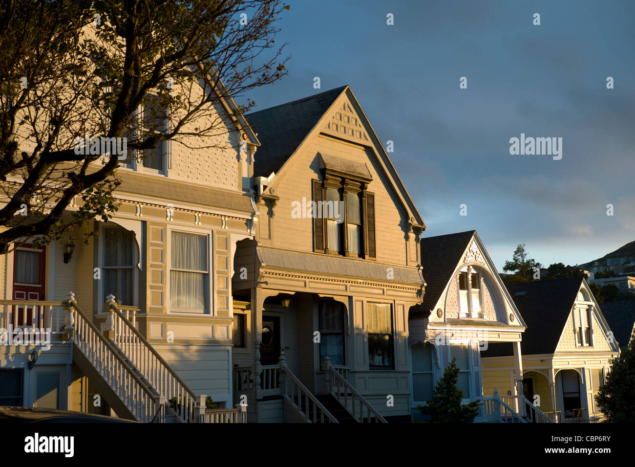 Maisons, l'architecture victorienne, San Francisco, California, USA Banque D'Images