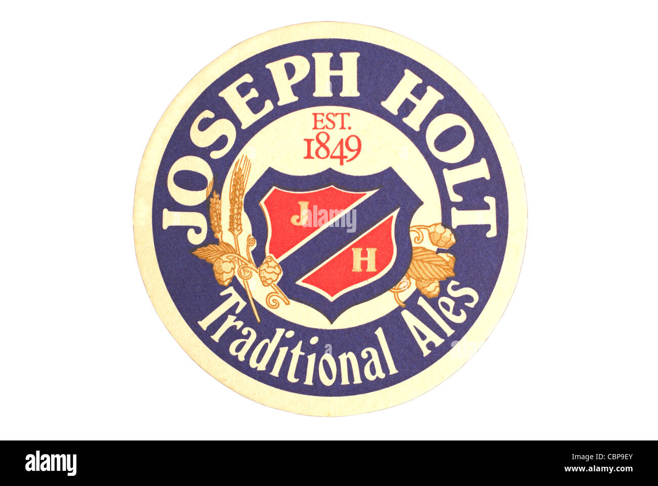 Tapis / tapis égouttoir de bière - Joseph Holt de Manchester, en Angleterre. Banque D'Images