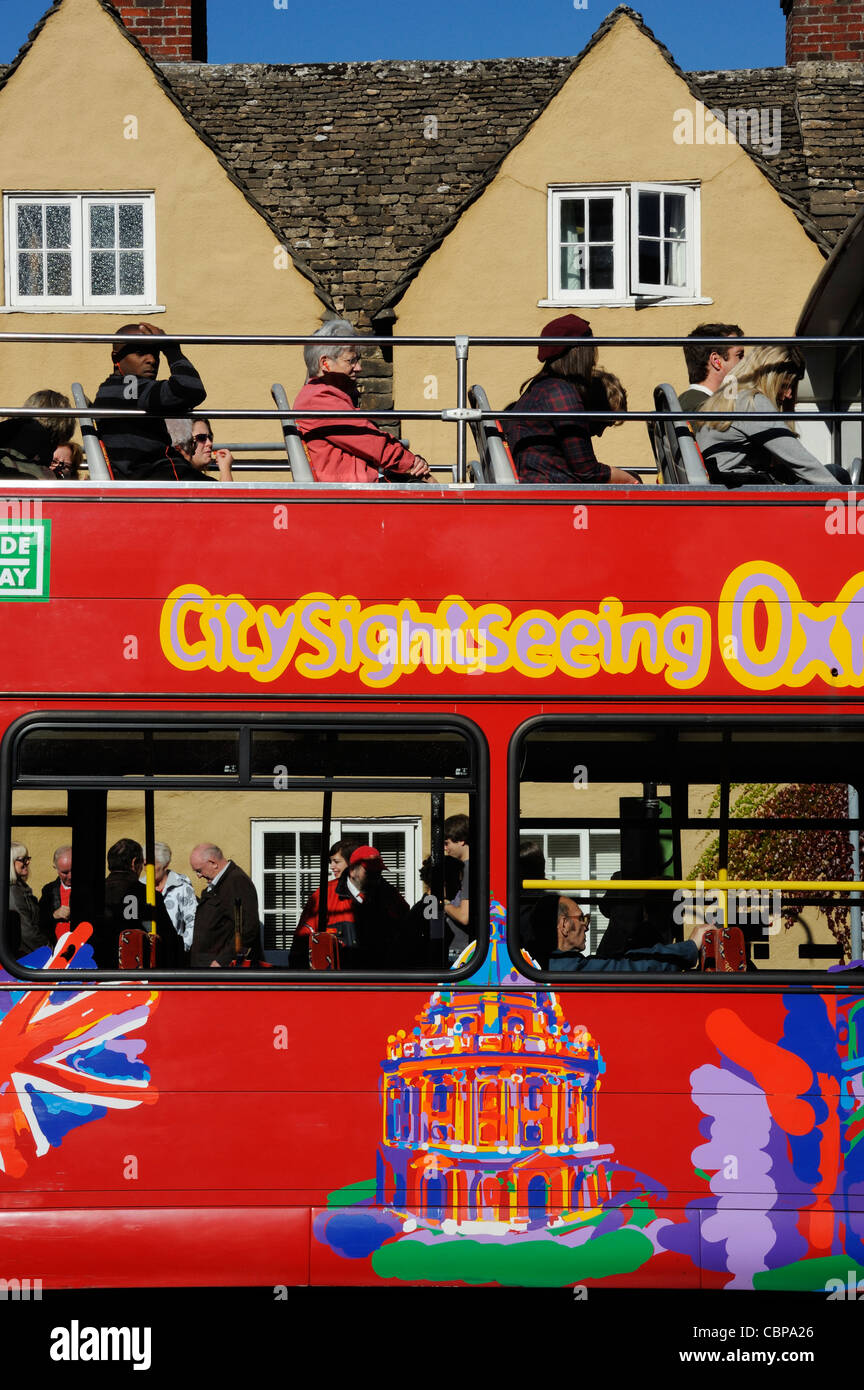 Visite de la ville d'Oxford bus touristique Banque D'Images