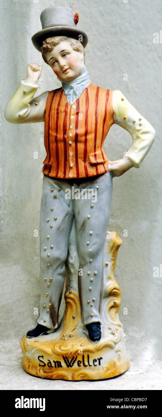 Sam Weller, Pickwick papers 19e siècle figure Biscuit de porcelaine Charles Dickens chiffres caractères caractères figurines figurine Banque D'Images