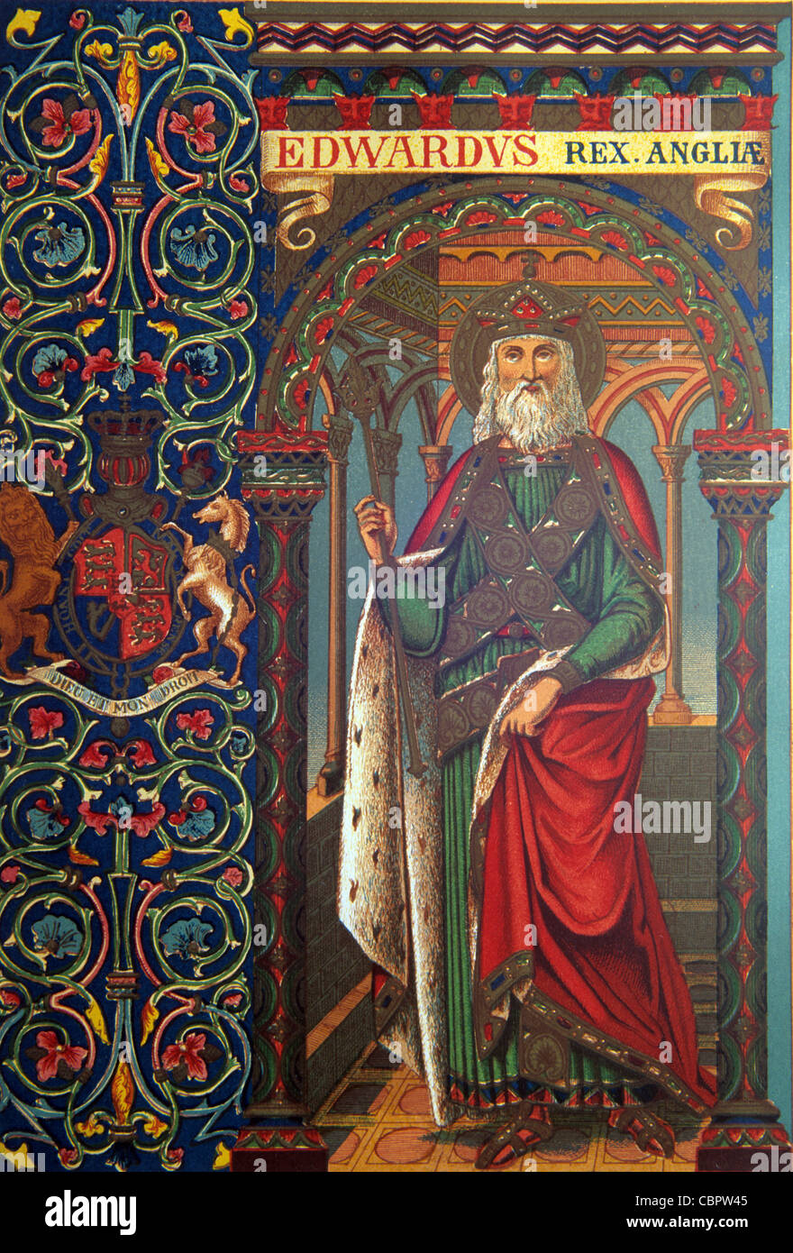 Edward le confesseur, Anglo-Satxon King of England (1042-1066) Chromolithographie ou lithographie c1890. Banque D'Images