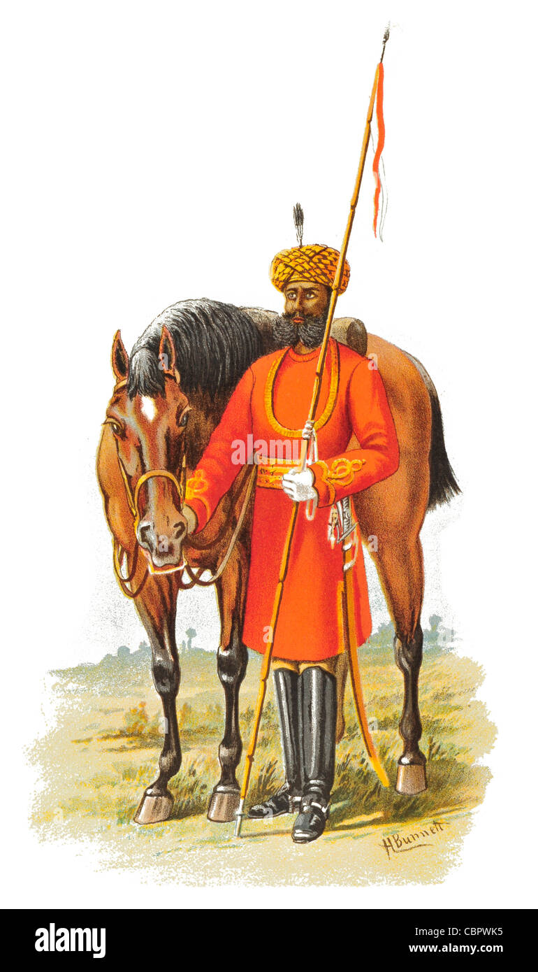 Garde du corps du gouverneur général chargé de la protection de Calcutta enlèvement criminel agression assassinat bodyguard horse rider spear Banque D'Images