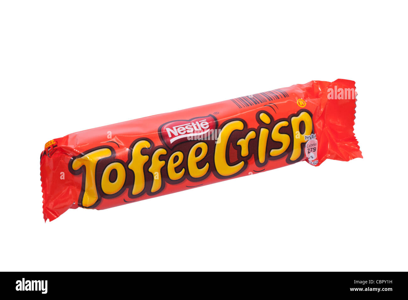 Une tablette de chocolat Caramel Nestlé Crisp sur fond blanc Banque D'Images