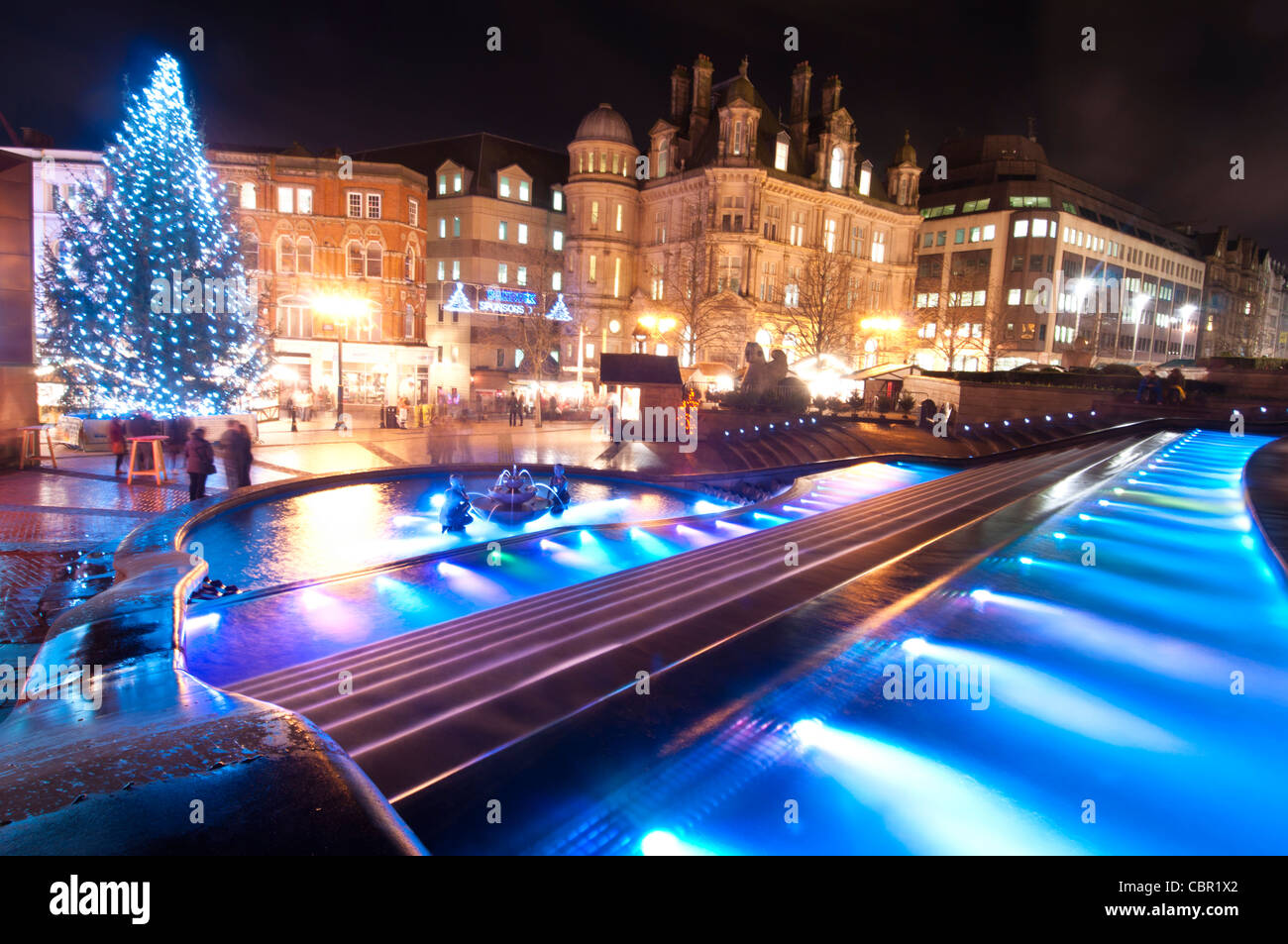 Arbre de Noël de Birmingham au marché allemand Banque D'Images