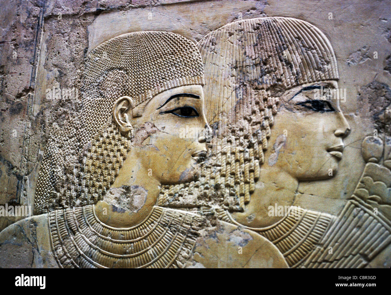 Beaux reliefs du mur de l'ancienne Egypte comme vu dans la tombe de Ramosé dans la Cisjordanie, Luxor, Egypte. Banque D'Images