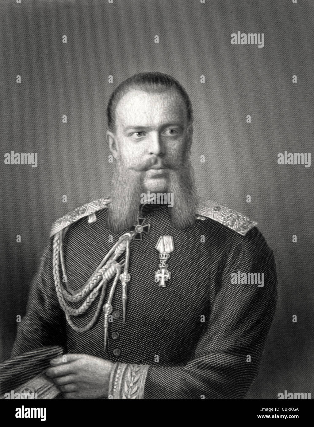 Alexandre III de Russie (1845-1894) Alexandrovitch Romanov, empereur de Russie (1881-1894) le faiseur de paix c19th Portrait engravant ou Illustration ancienne Banque D'Images