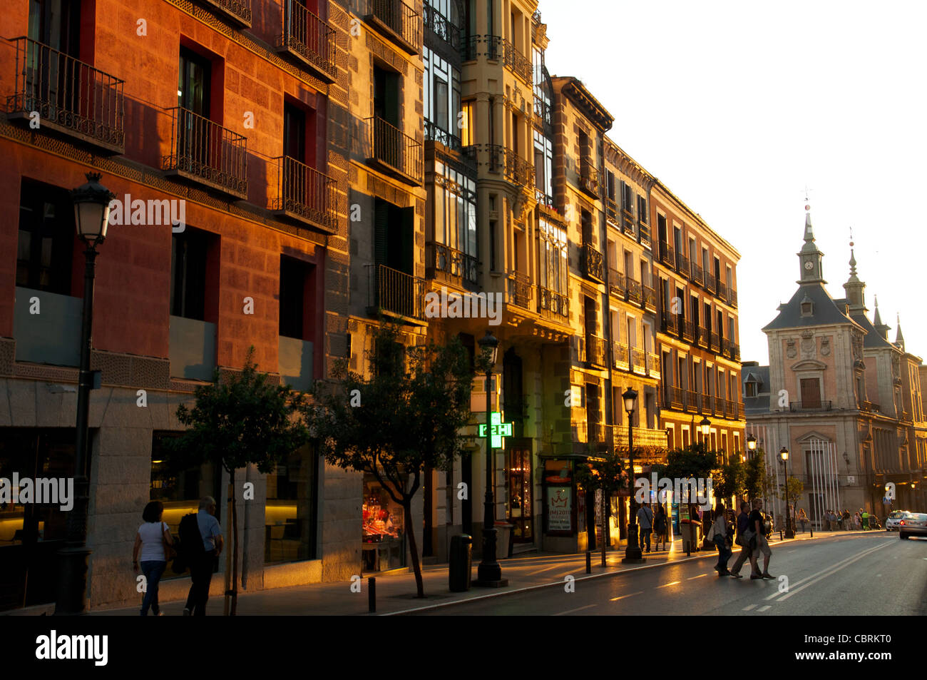 Coucher du soleil à la rue de Madrid Banque D'Images