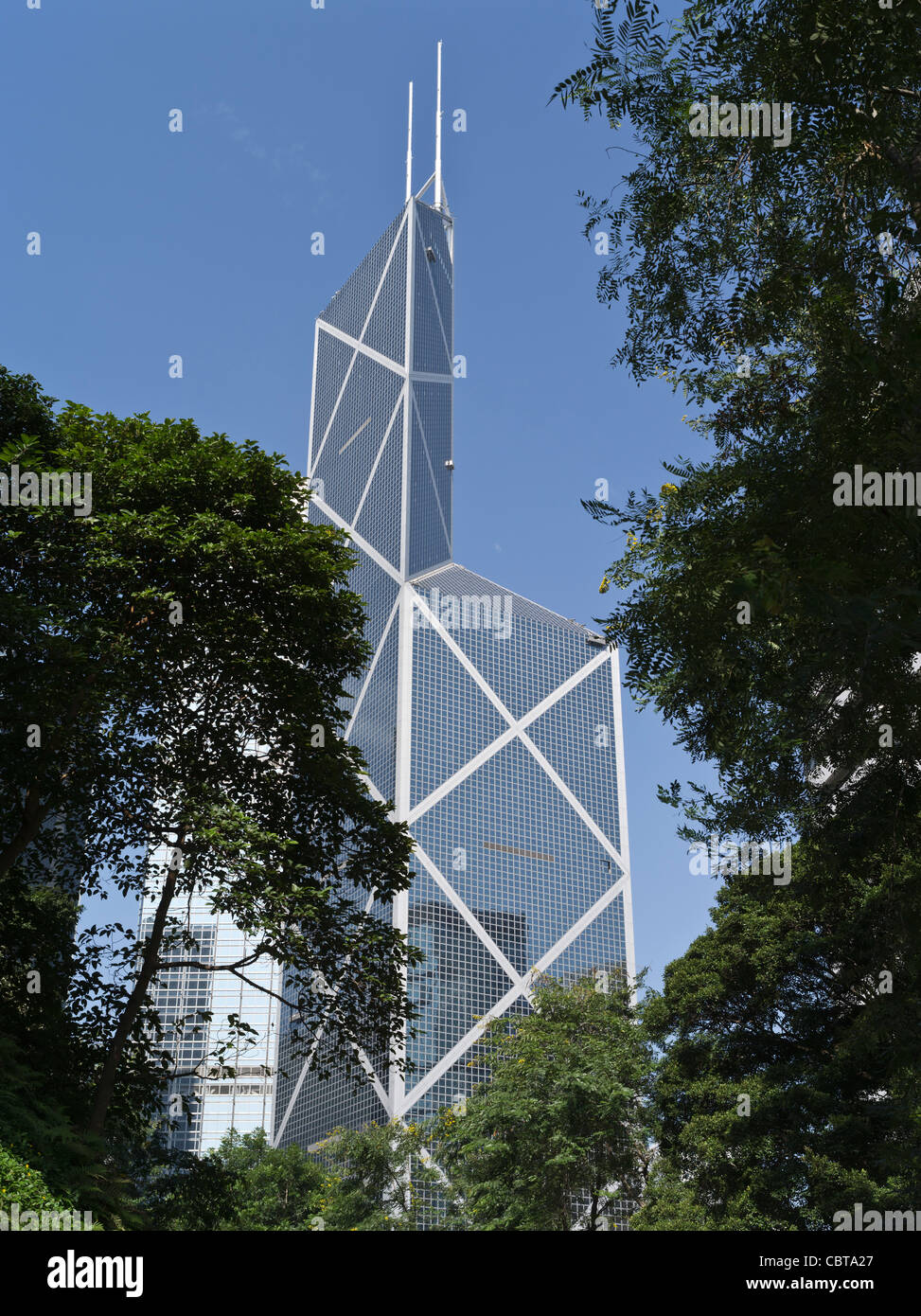 Dh Banque de Chine CENTRE DE HONG KONG gratte-ciel tour de verre de bâtiment de bureaux d'architecture moderne Banque D'Images