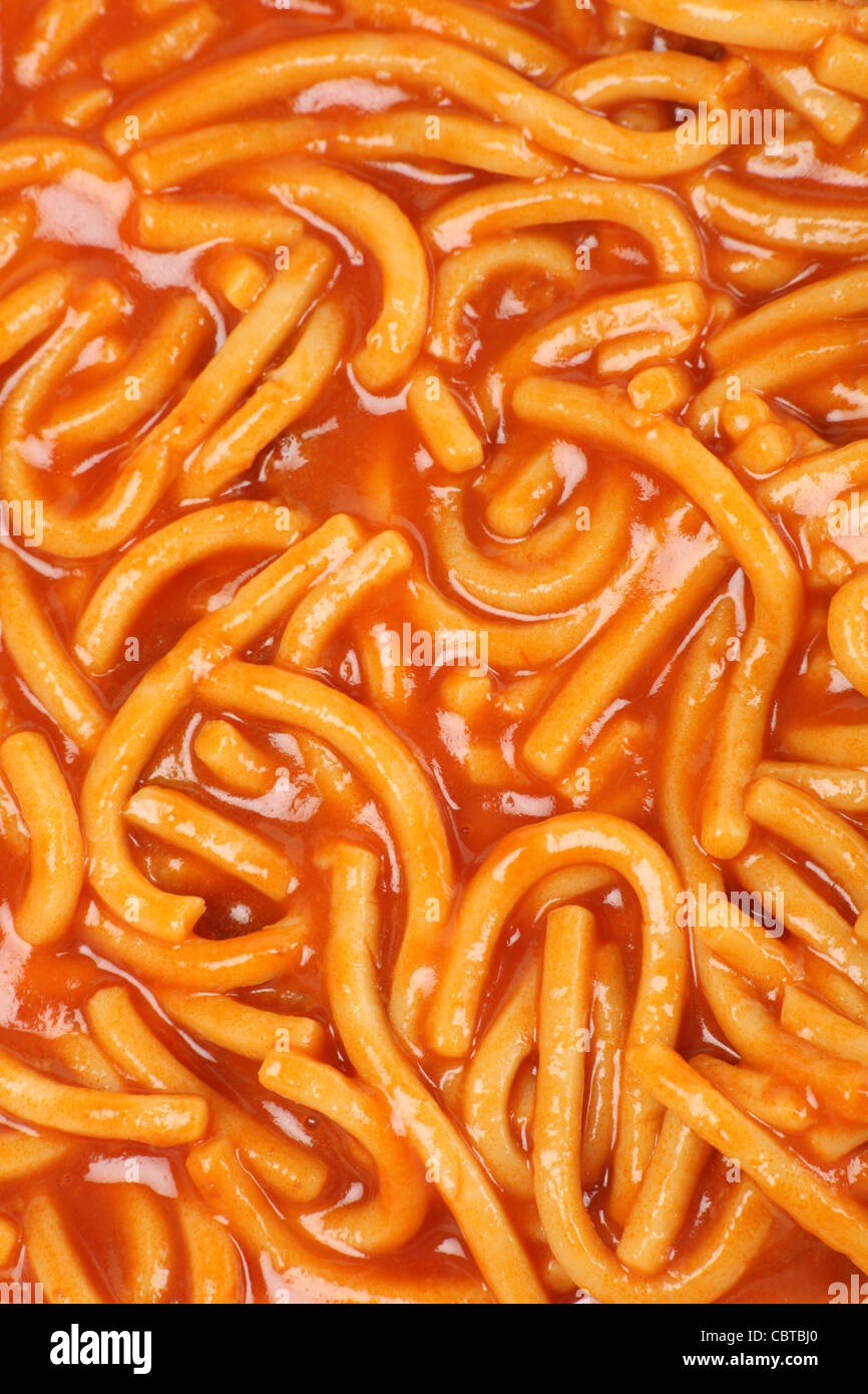 Spaghetti à la sauce tomate close up shot Banque D'Images