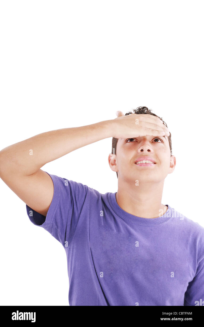 Portrait de jeune homme triste inquiétant ou mal Banque D'Images