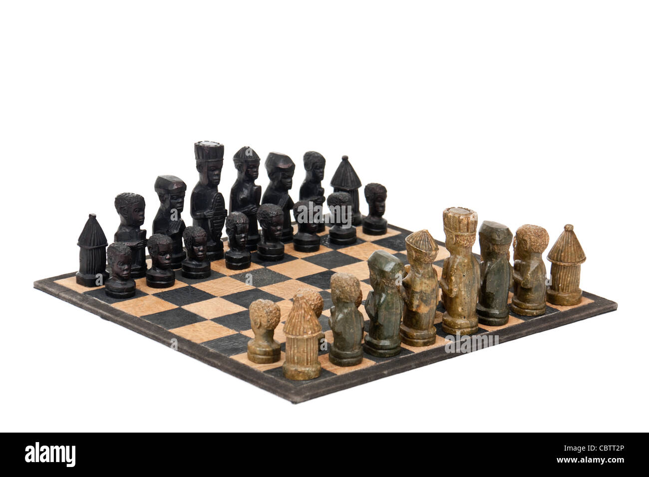 Le jeu d'échecs en pierre sculptée Banque D'Images