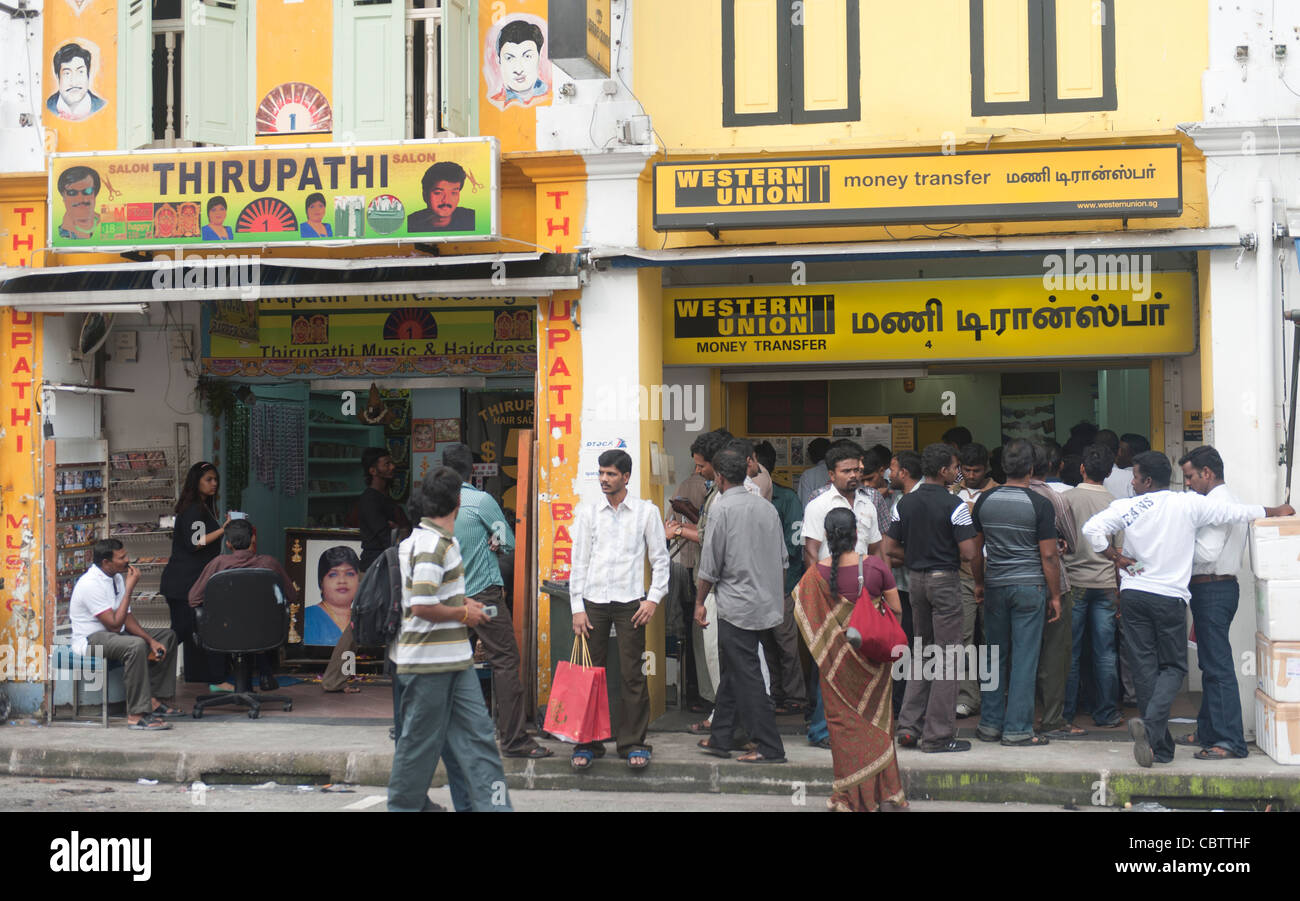 Western Union transfert d'argent et de coiffure, Little India, Singapour  Photo Stock - Alamy