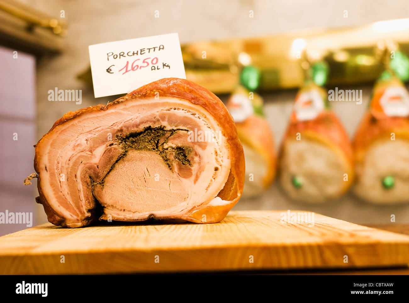 Close up de porchetta italien farci Banque D'Images