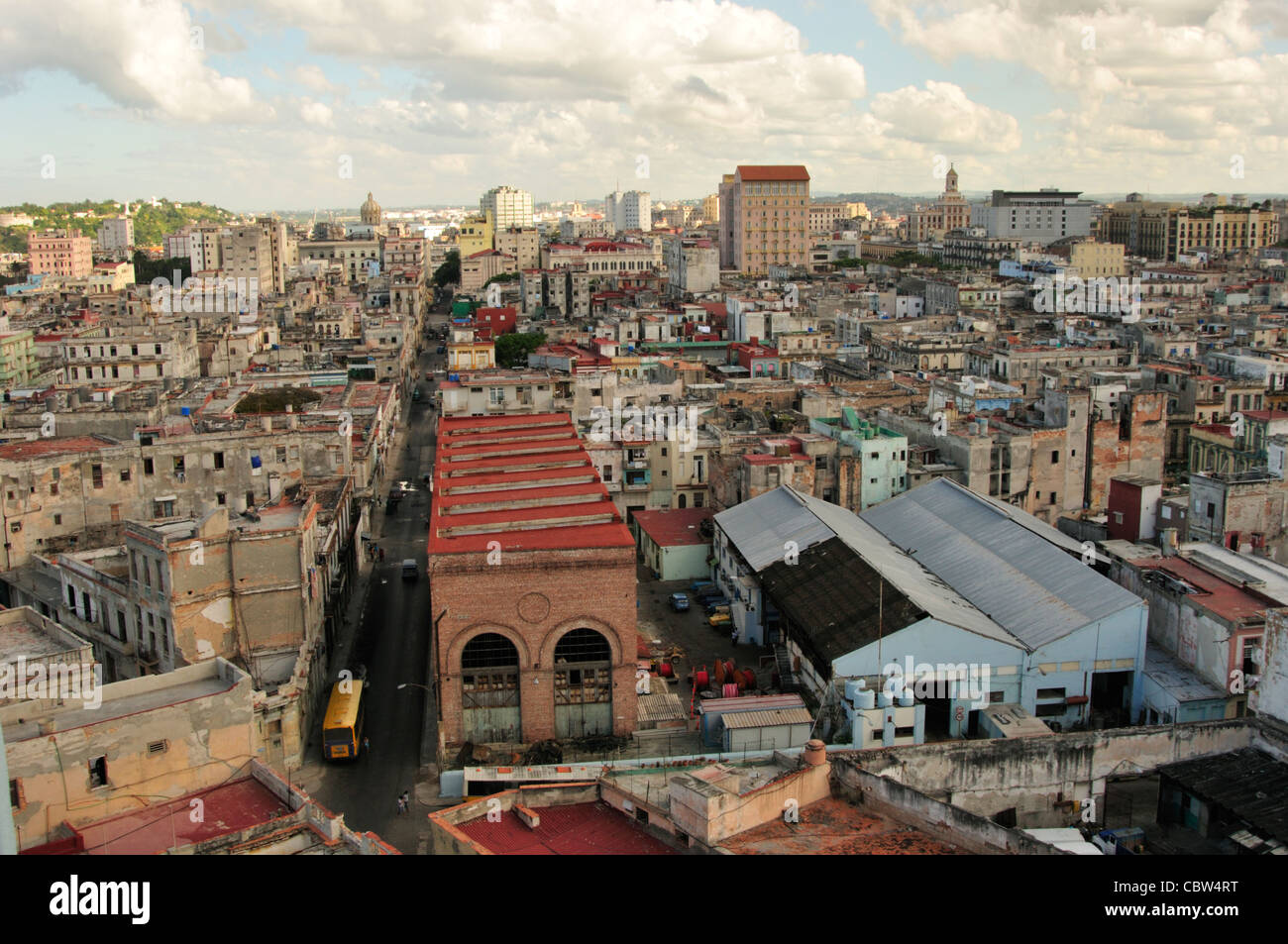 Areal et horizontale vue panoramique de la vieille Havane, Cuba,ville Banque D'Images