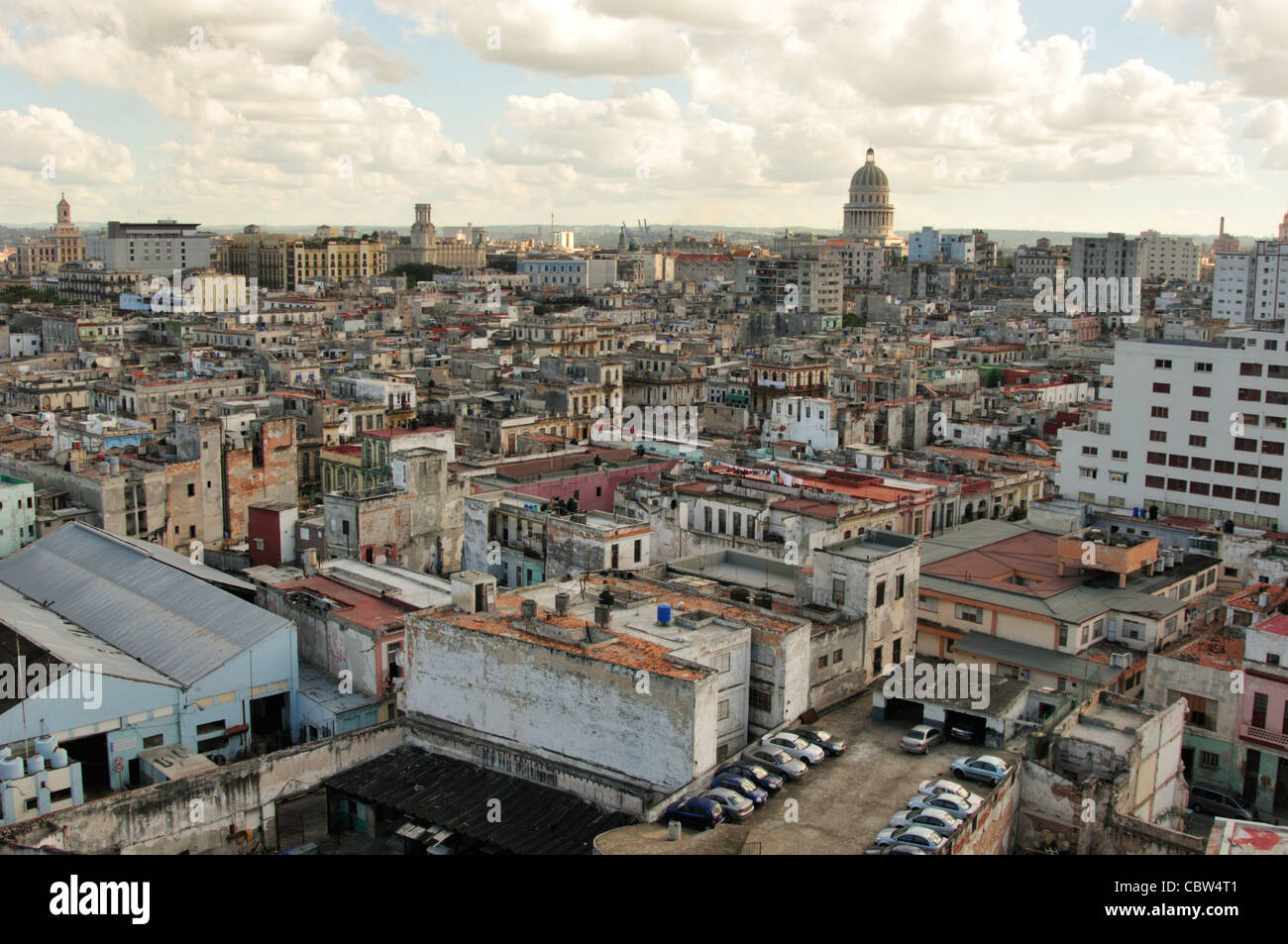 Areal et horizontale vue panoramique de la vieille Havane, Cuba,ville Banque D'Images
