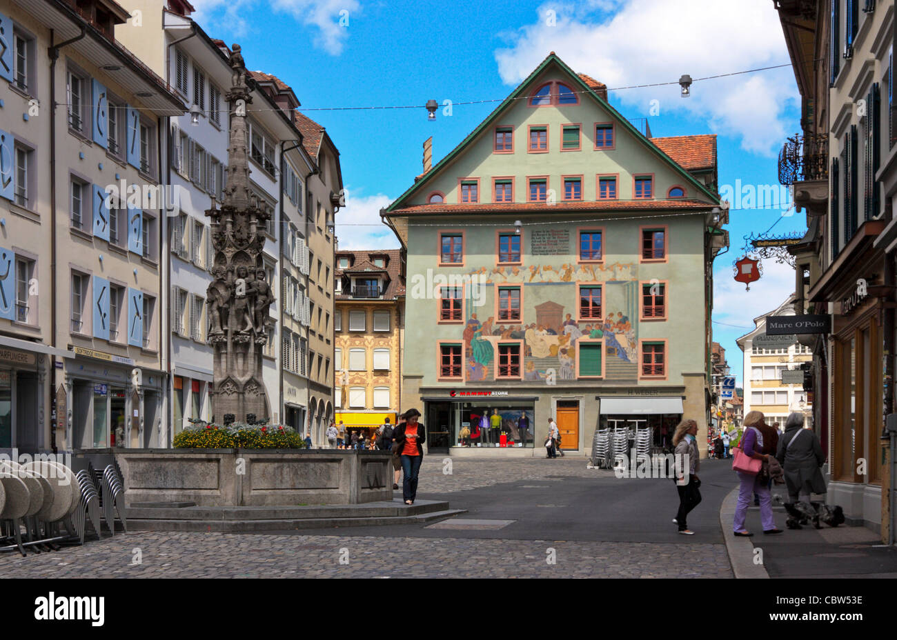 La place Weinmarkt à Lucerne, Suisse Banque D'Images