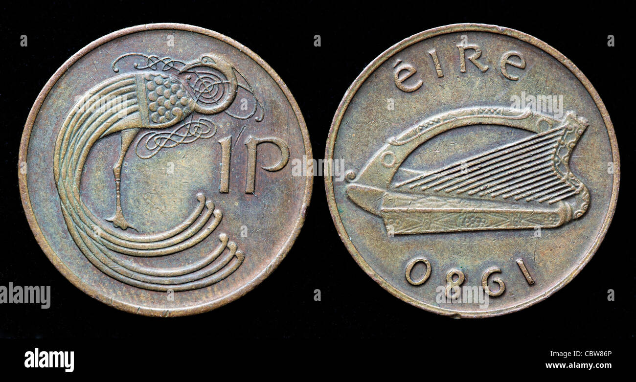 Pièce de 1 Penny, l'Irlande, 1980 Banque D'Images