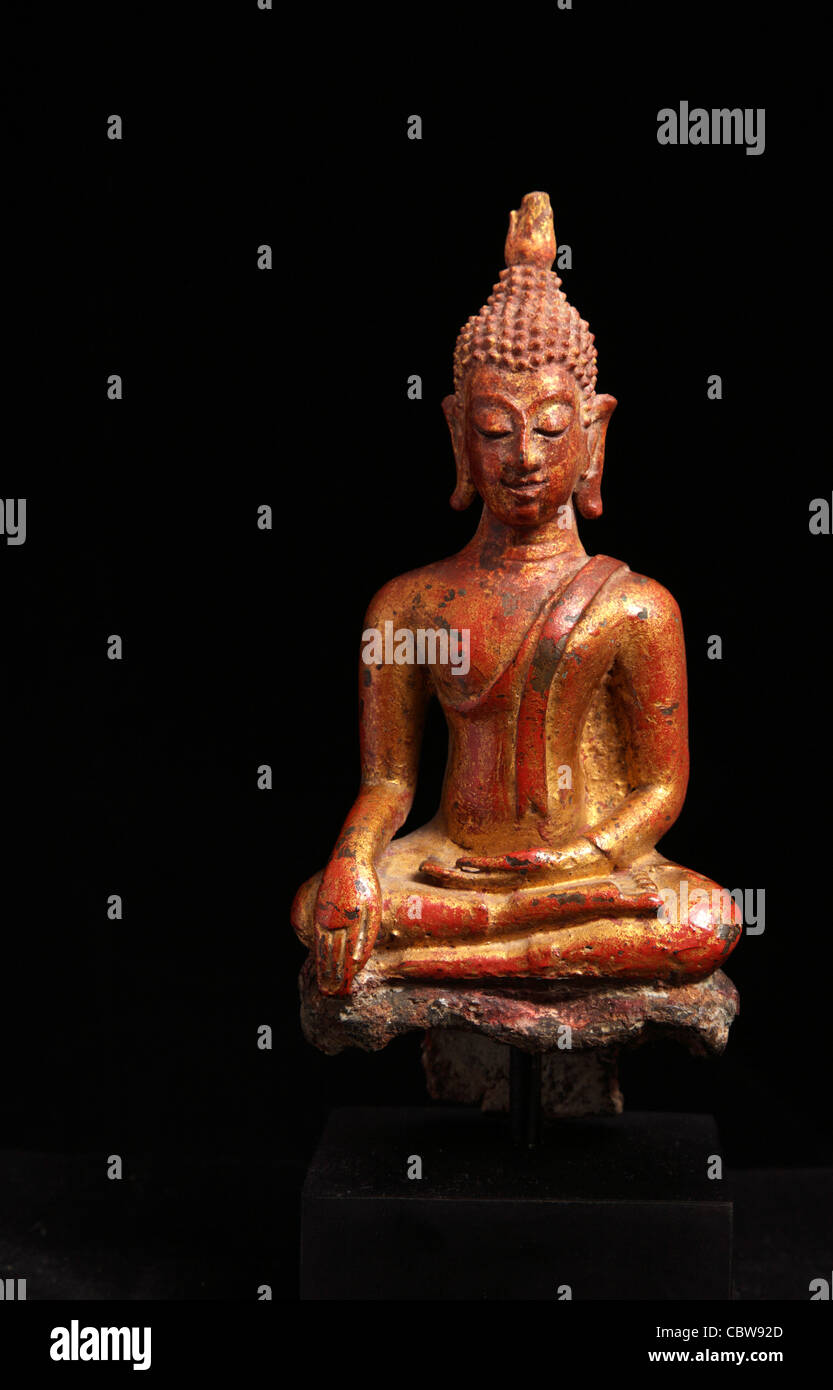 Bouddha en bronze sculpture, Thailande, Royaume Lanna Banque D'Images