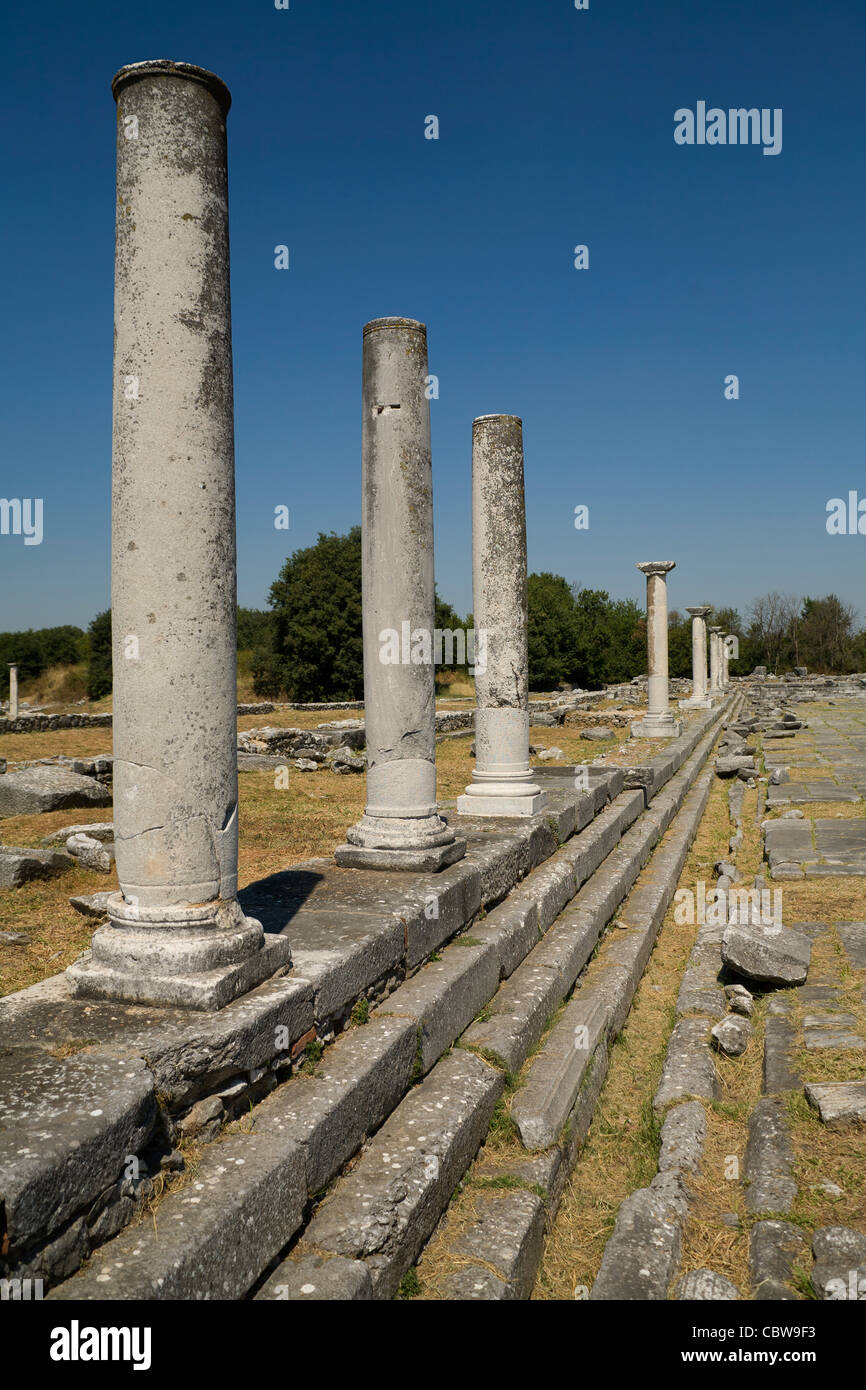 Les colonnes antiques en ruines de Philippes, Grèce, Europe Banque D'Images
