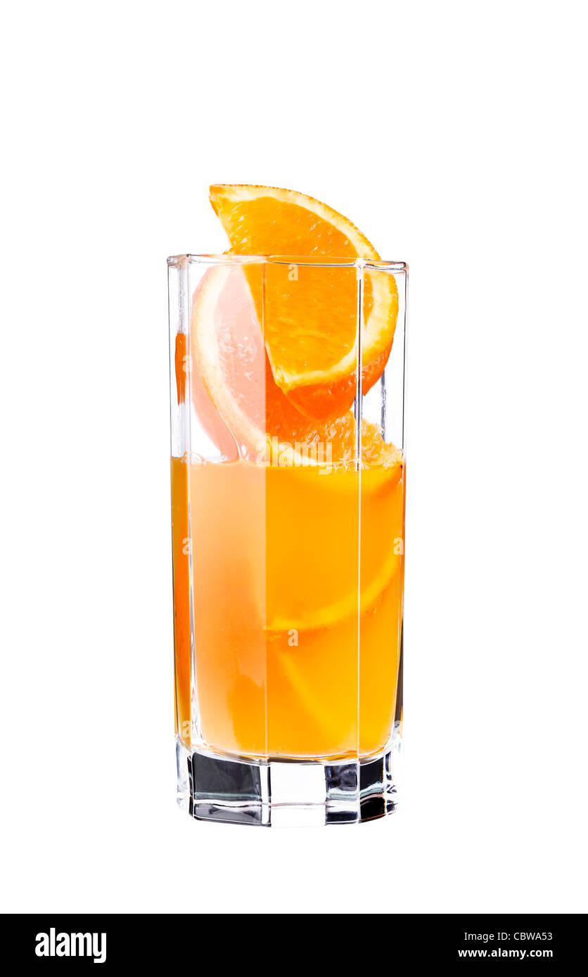 Orange juice isolated on white Banque D'Images