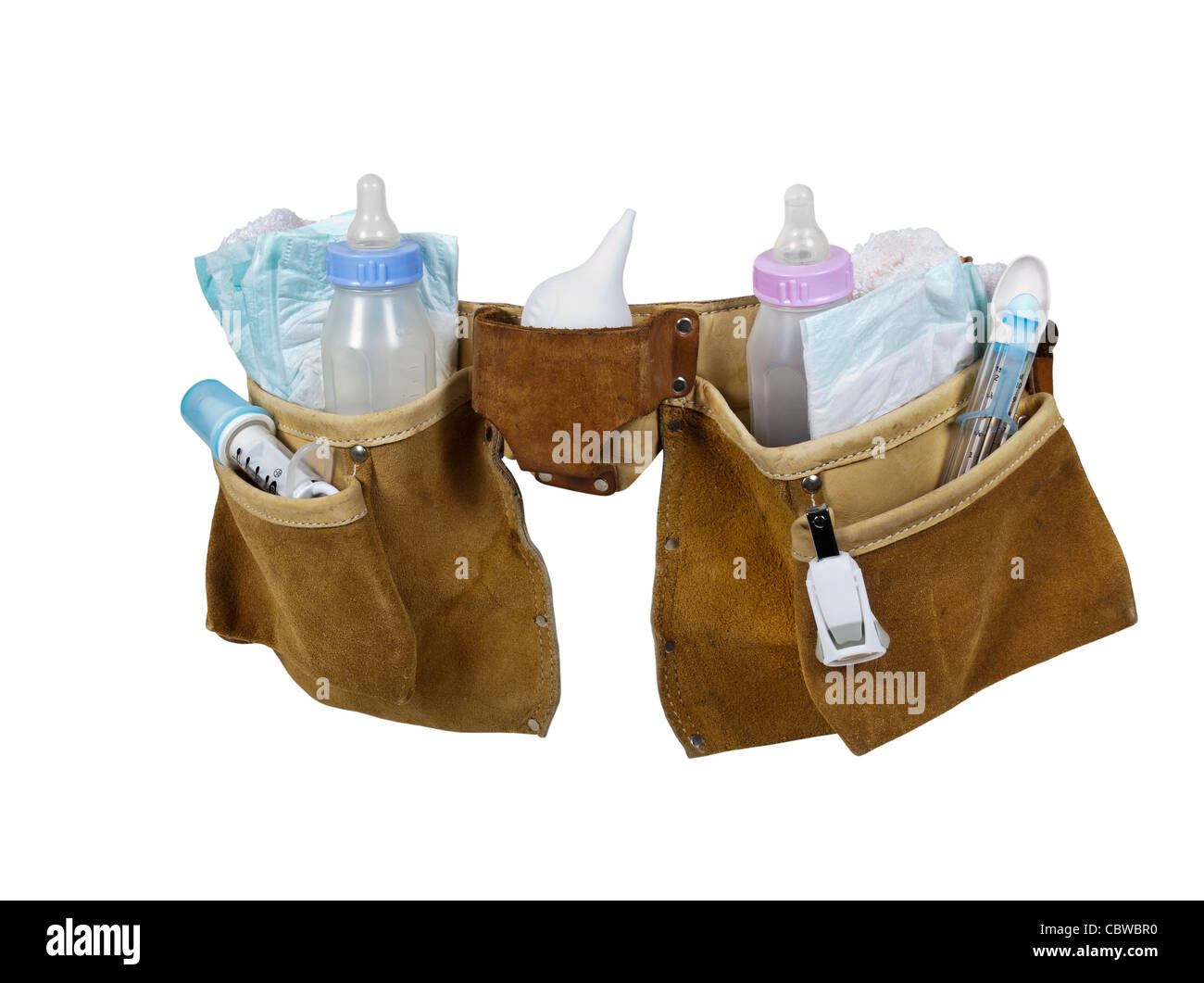 Articles de bébé un outil de remplissage en cuir ceinture pour transporter facilement les éléments tout en travaillant - chemin inclus Banque D'Images