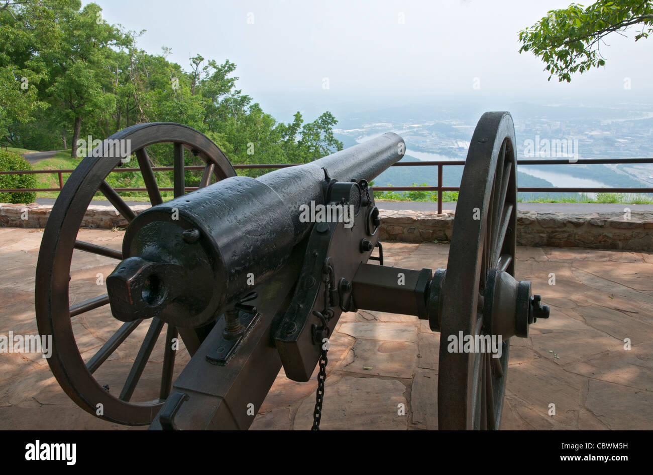 New York, Chattanooga Lookout Mountain, Bataille, Point Park, Van Den Corput, la batterie de canons d'artillerie de la guerre civile. Banque D'Images