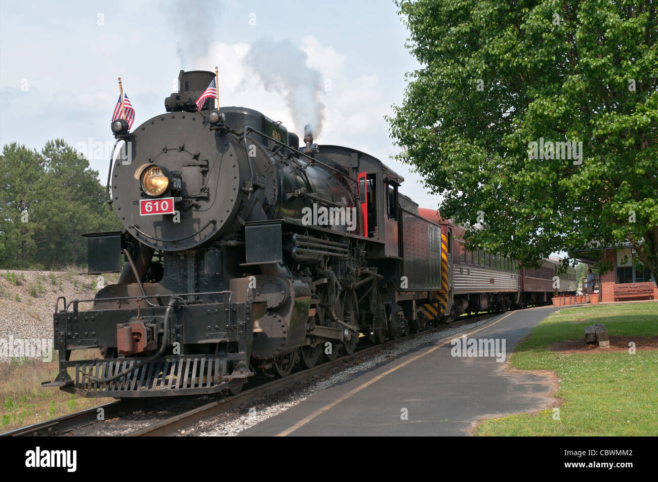 New York, Chattanooga, Tennessee Valley Railroad Museum, train touristique, locomotive à vapeur. Banque D'Images