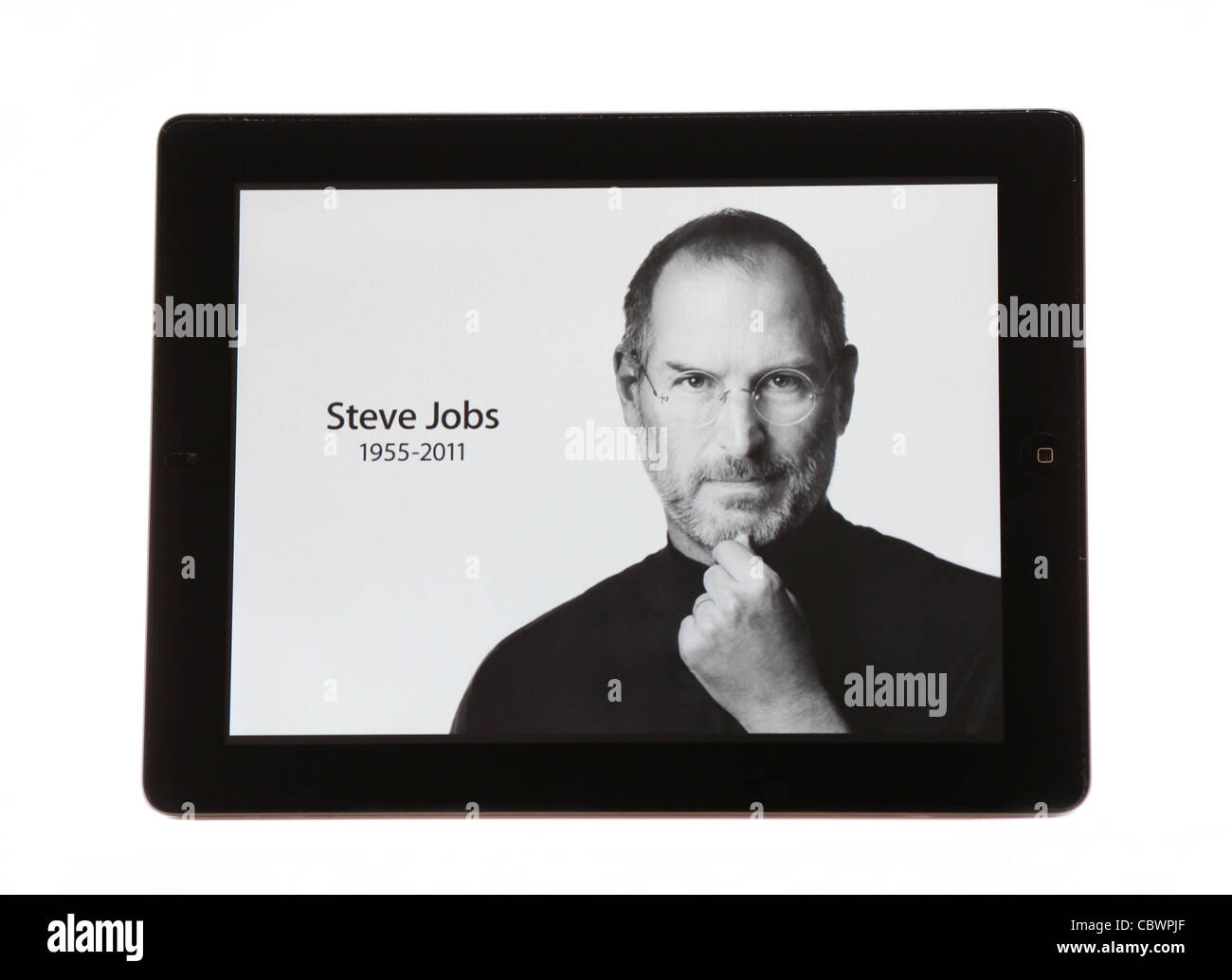 Steve Jobs 1955-2011 et de l'Ipad 2. Banque D'Images