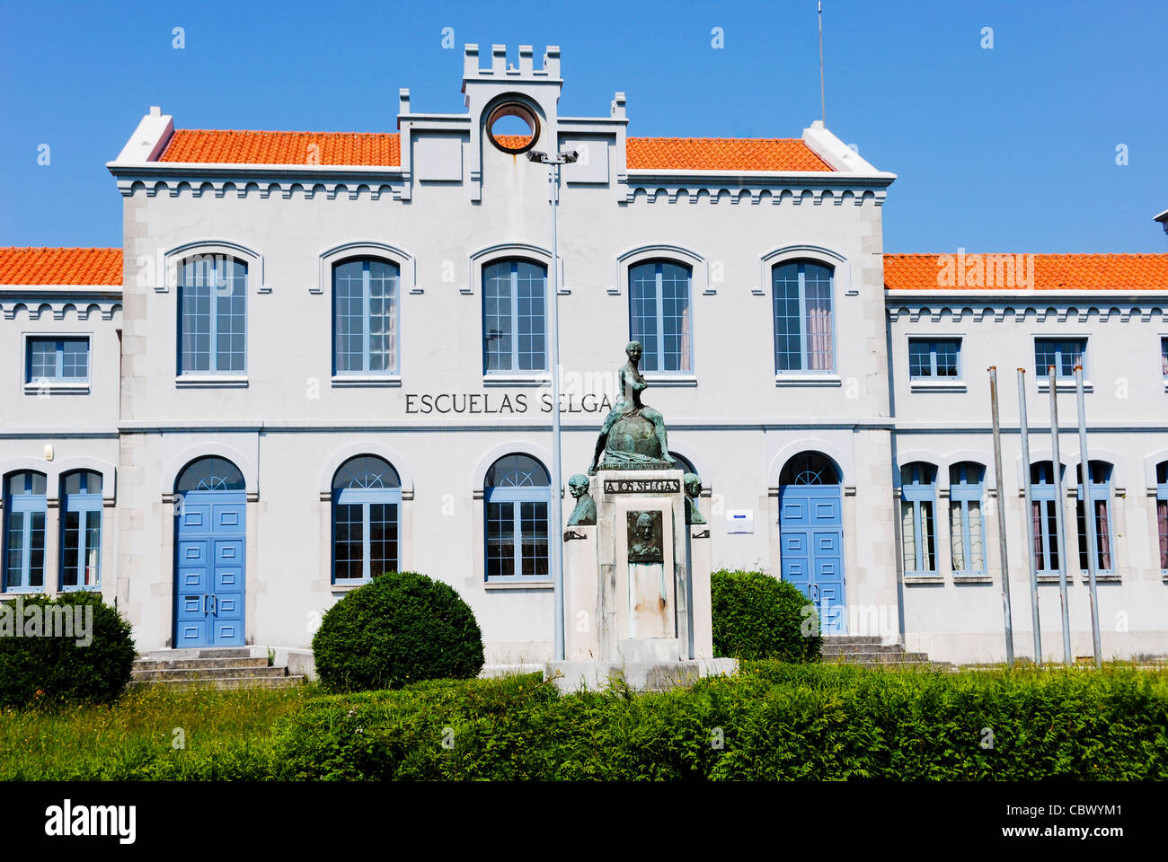 L'école en Cudillero, Espagne, Asturies Banque D'Images