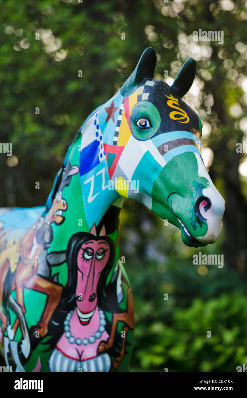 La sculpture peinte équin HORSE FARM GAND NEW YORK Banque D'Images