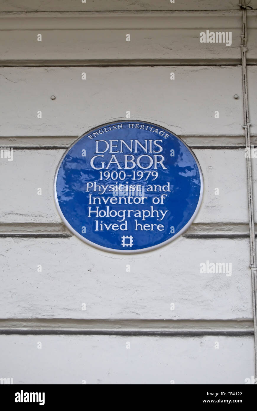 English Heritage blue plaque marquant un accueil de physicien Dennis Gabor, inventeur de l'holographie., Queen's Gate, London, England Banque D'Images