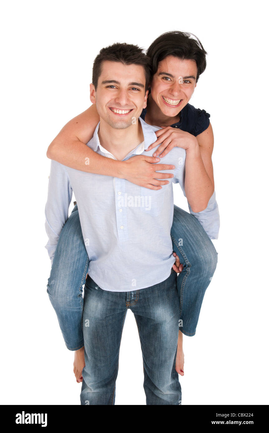 Frère de ferroutage donne à sa sœur Banque D'Images