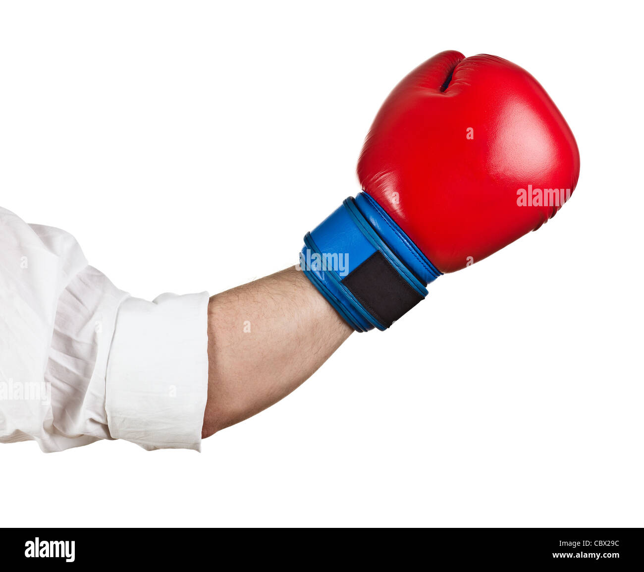 La main avec des gants de boxe on white Banque D'Images