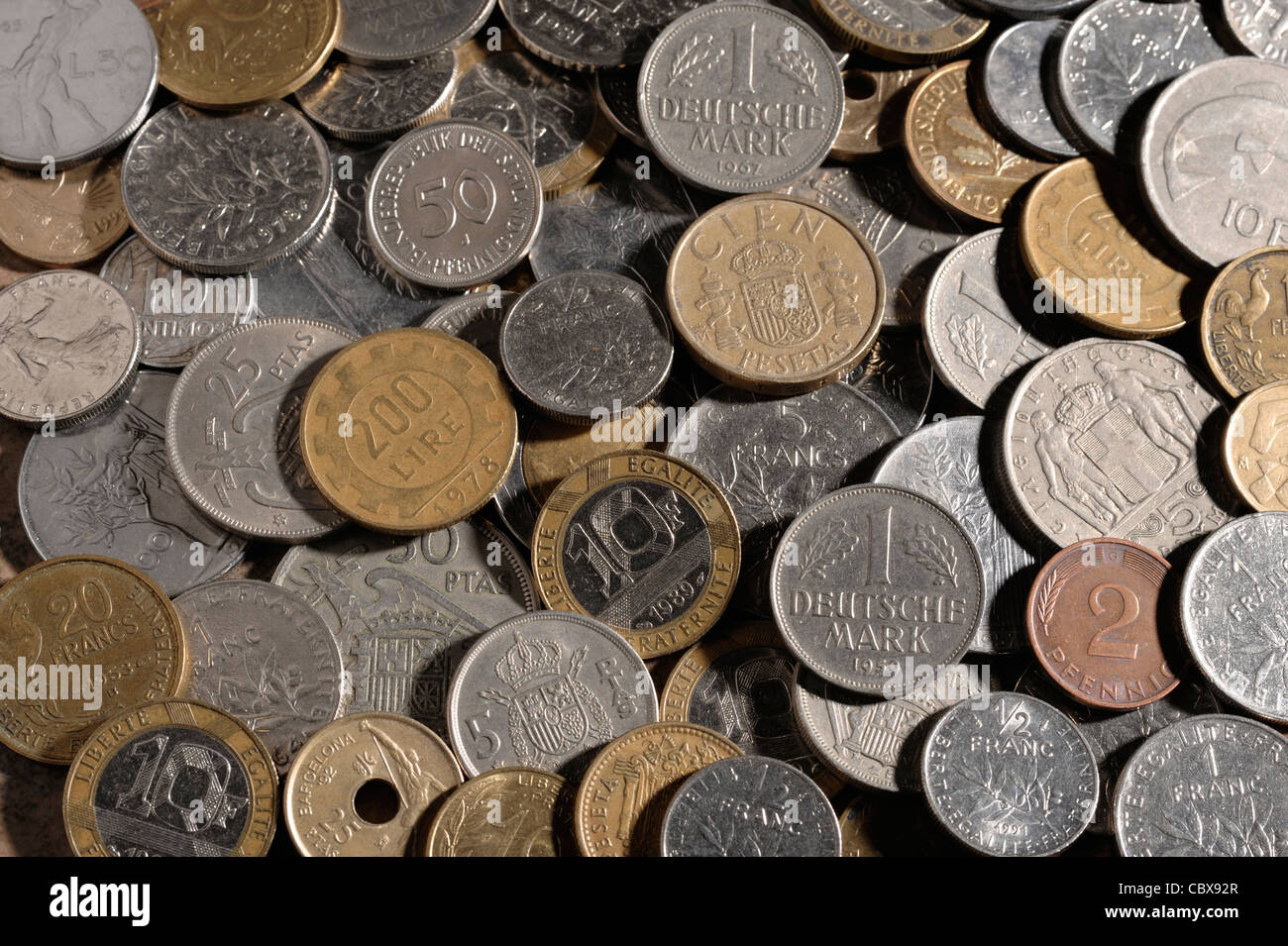Pièces de monnaie de l'Europe avant l'Euro Banque D'Images