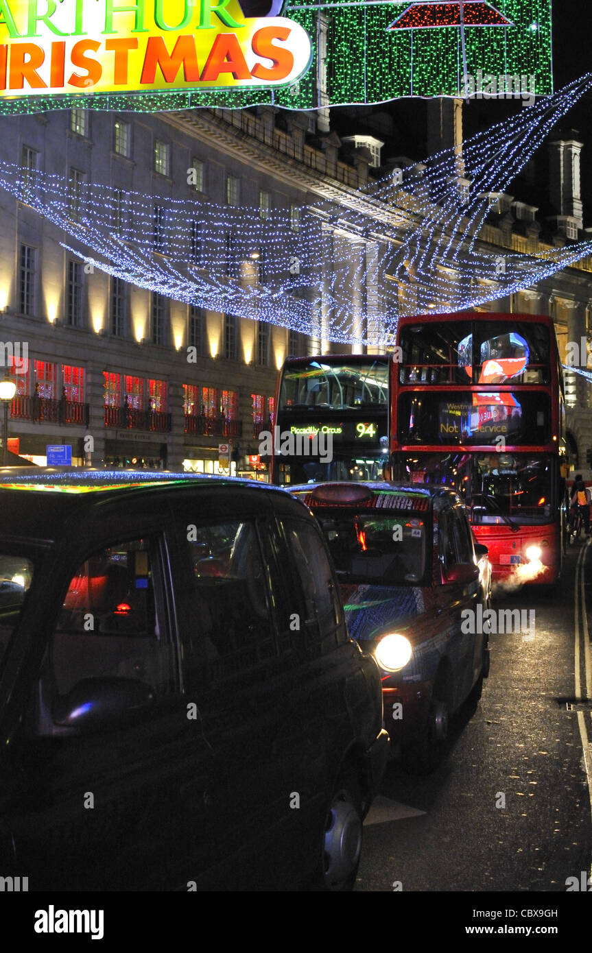 Lumières de Noël 2011 Regent Street, London, UK. Banque D'Images
