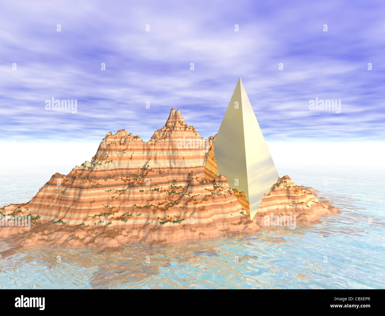 Résumé : La pyramide d'or sur l'île Rocky Banque D'Images