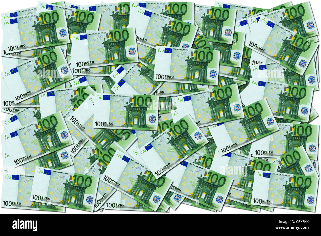 Une centaine de billets de 100 €. 100 billets de banque de 100 euros. Banque D'Images