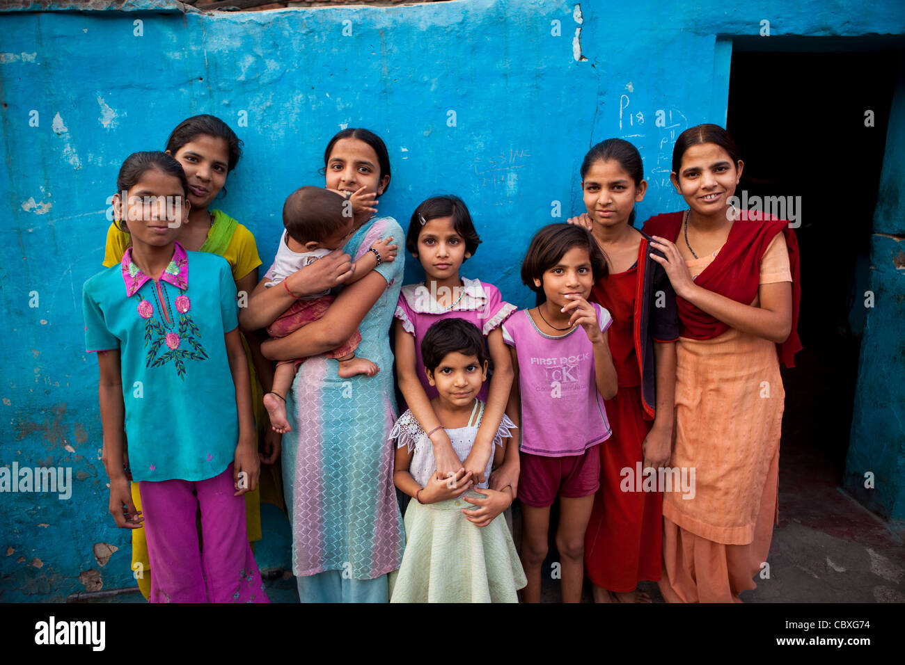 Grande famille vivant en Inde Jaipur Banque D'Images