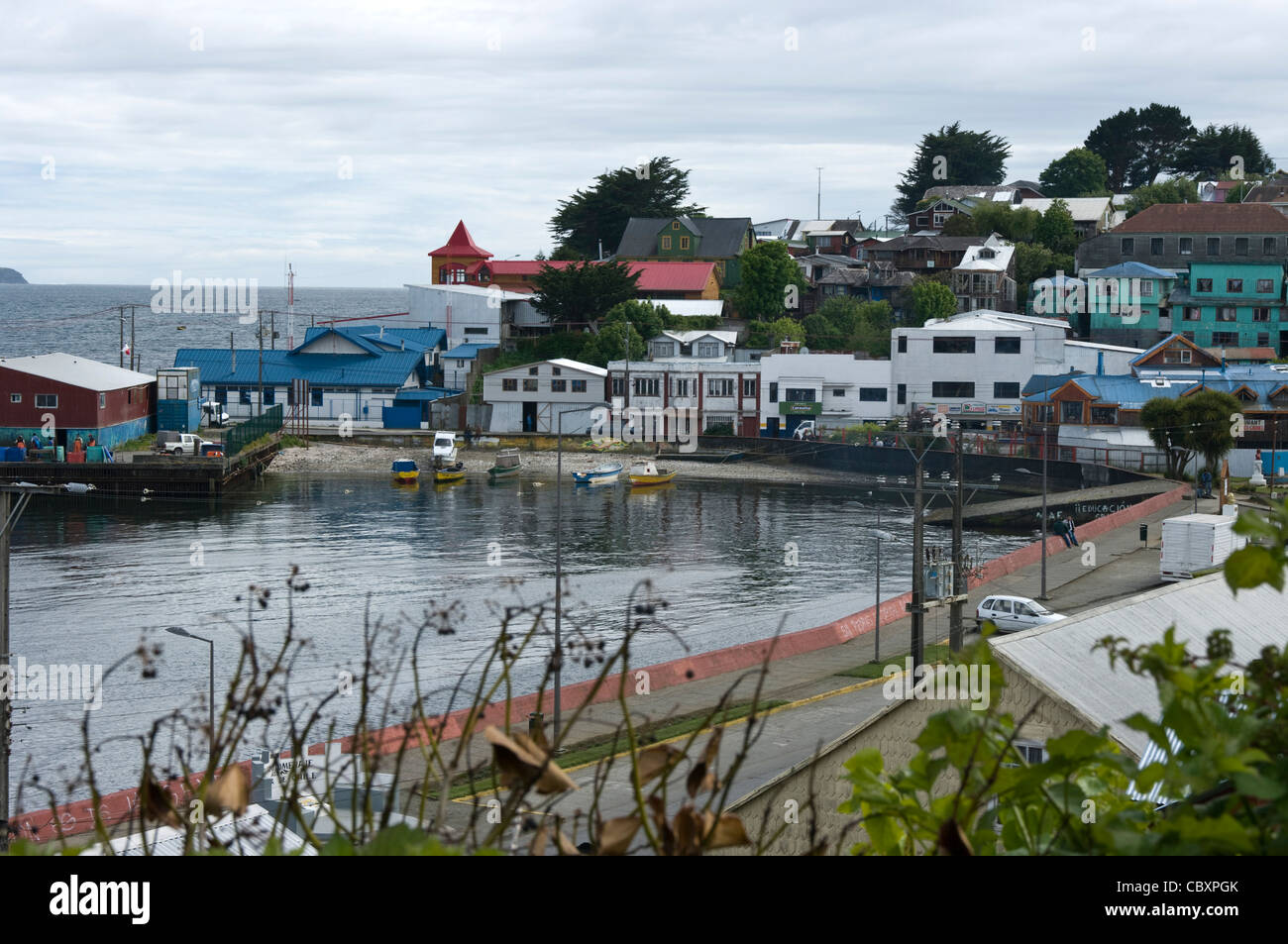 Le Chili. L'île de Chiloé. Port d'Ancud. Banque D'Images